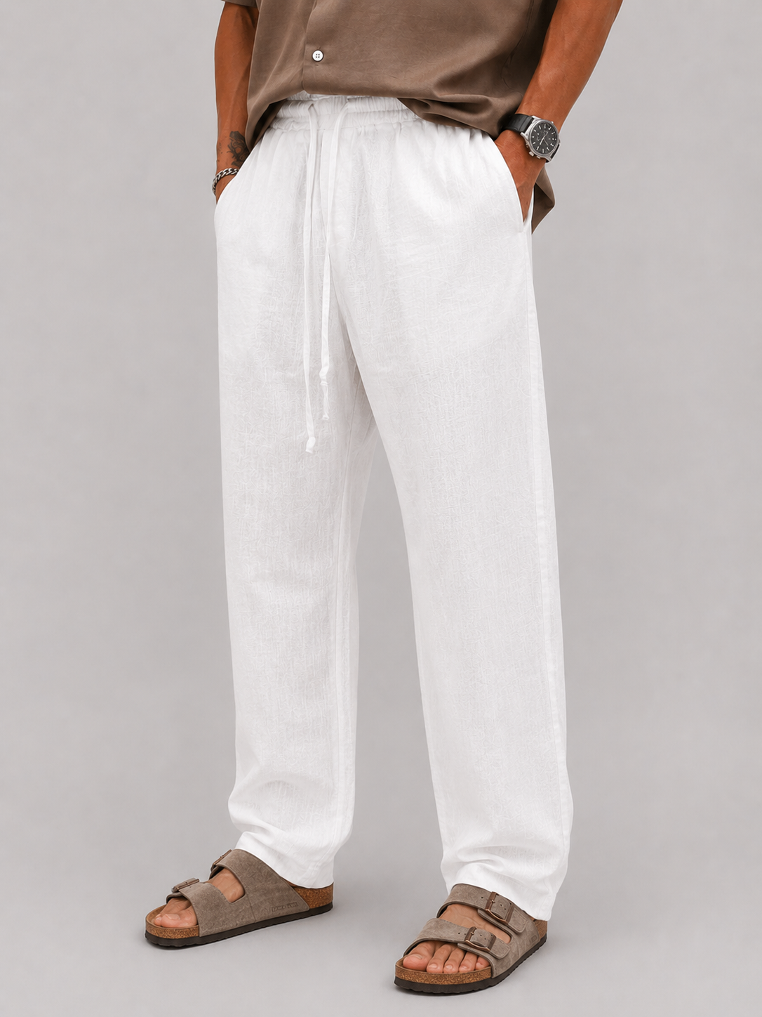 Pantalone lino perla