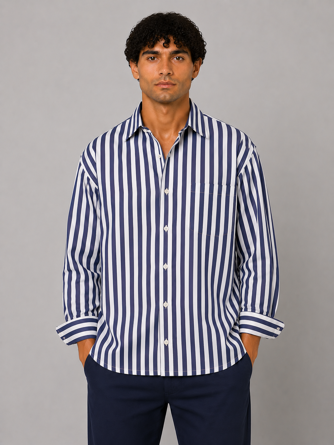 Camicia righe blu