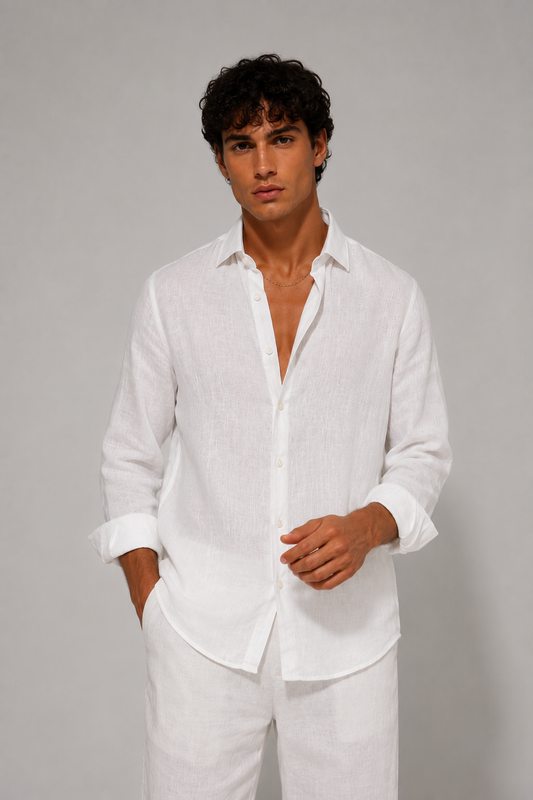 Camicia in lino Perla