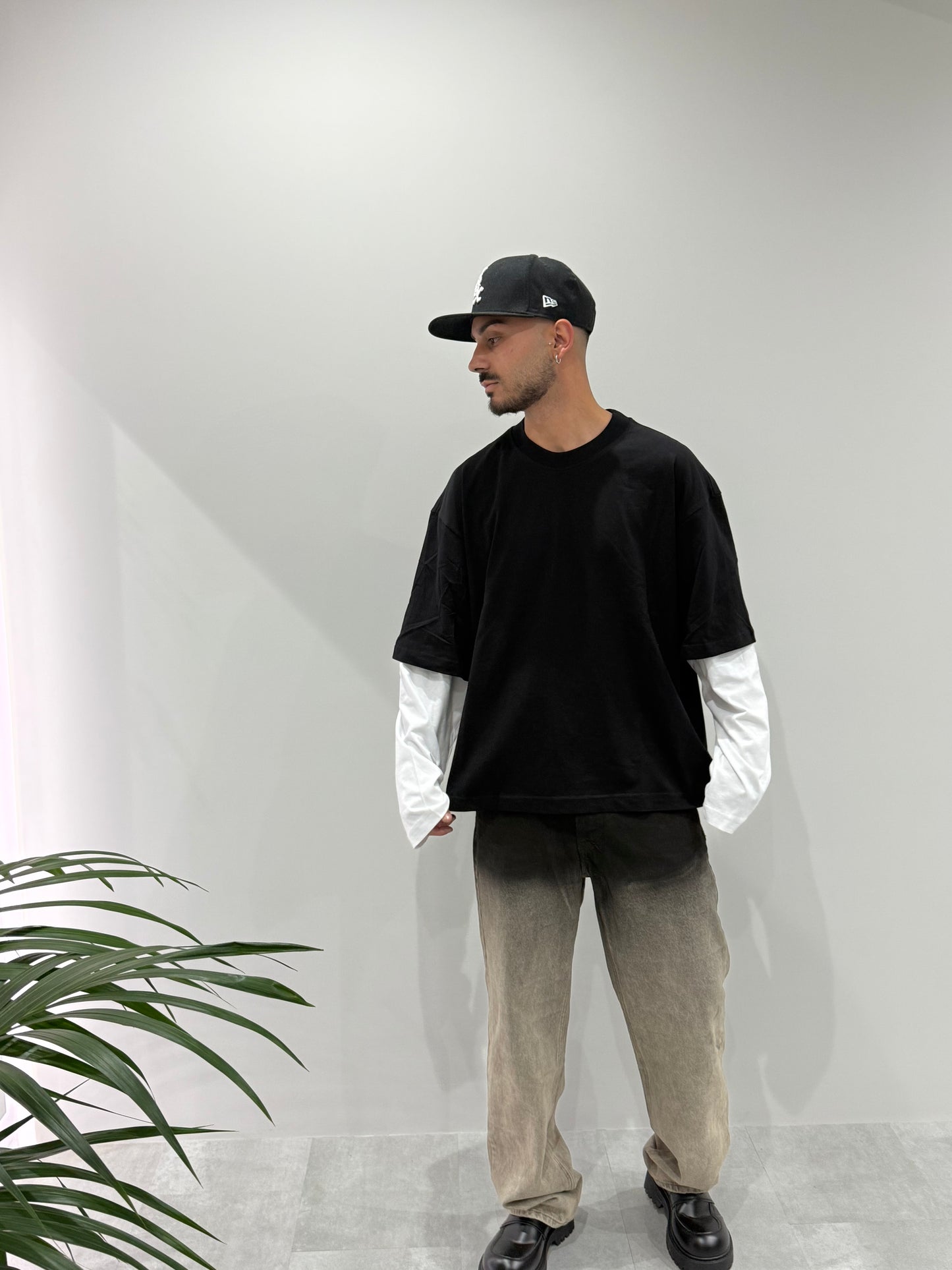 Jeans baggy sfumato sabbiato