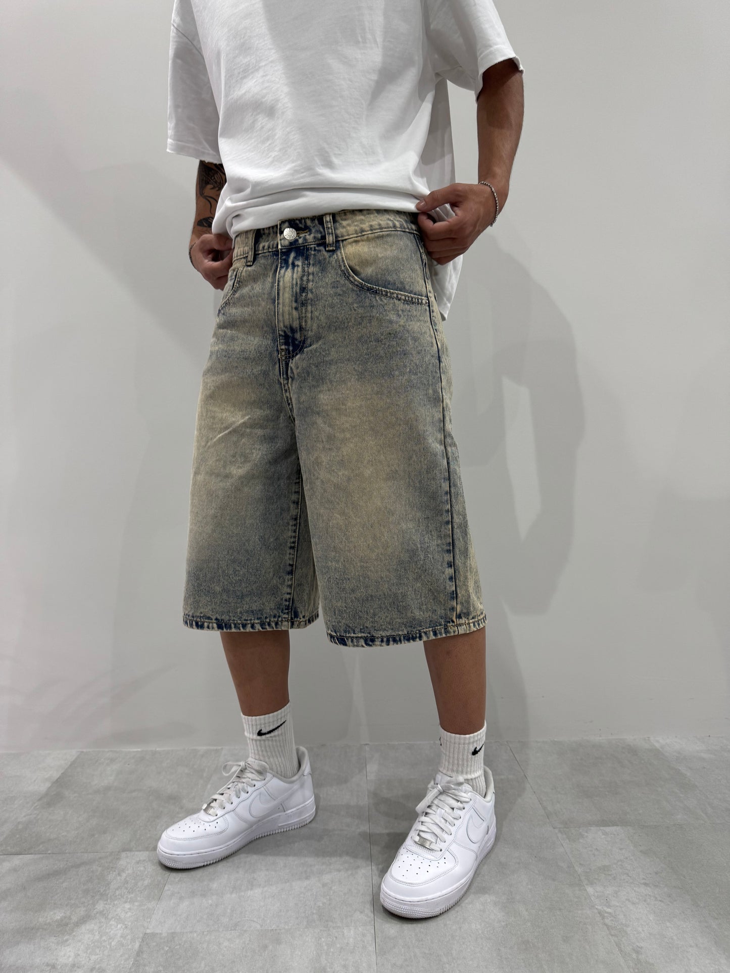 Bermuda denim sabbiato