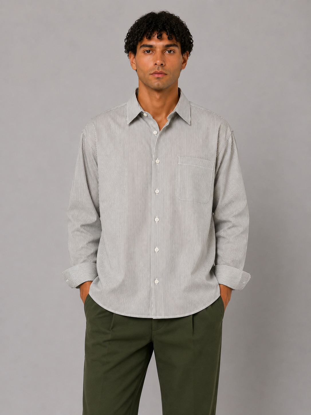Camicia riga verde